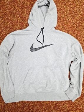 Nike Light Gray Hoodie with Black Center Swoosh